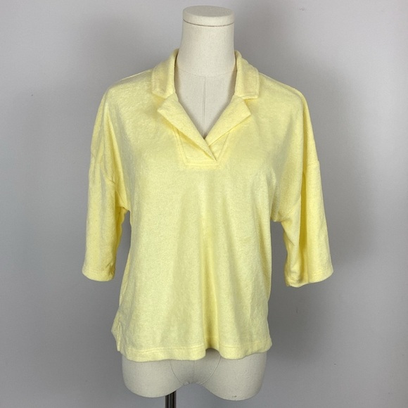 C&C California Yellow Terry Cloth Top size Small - Picture 2 of 12